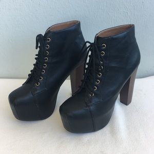 Black Platform Lace up Boots